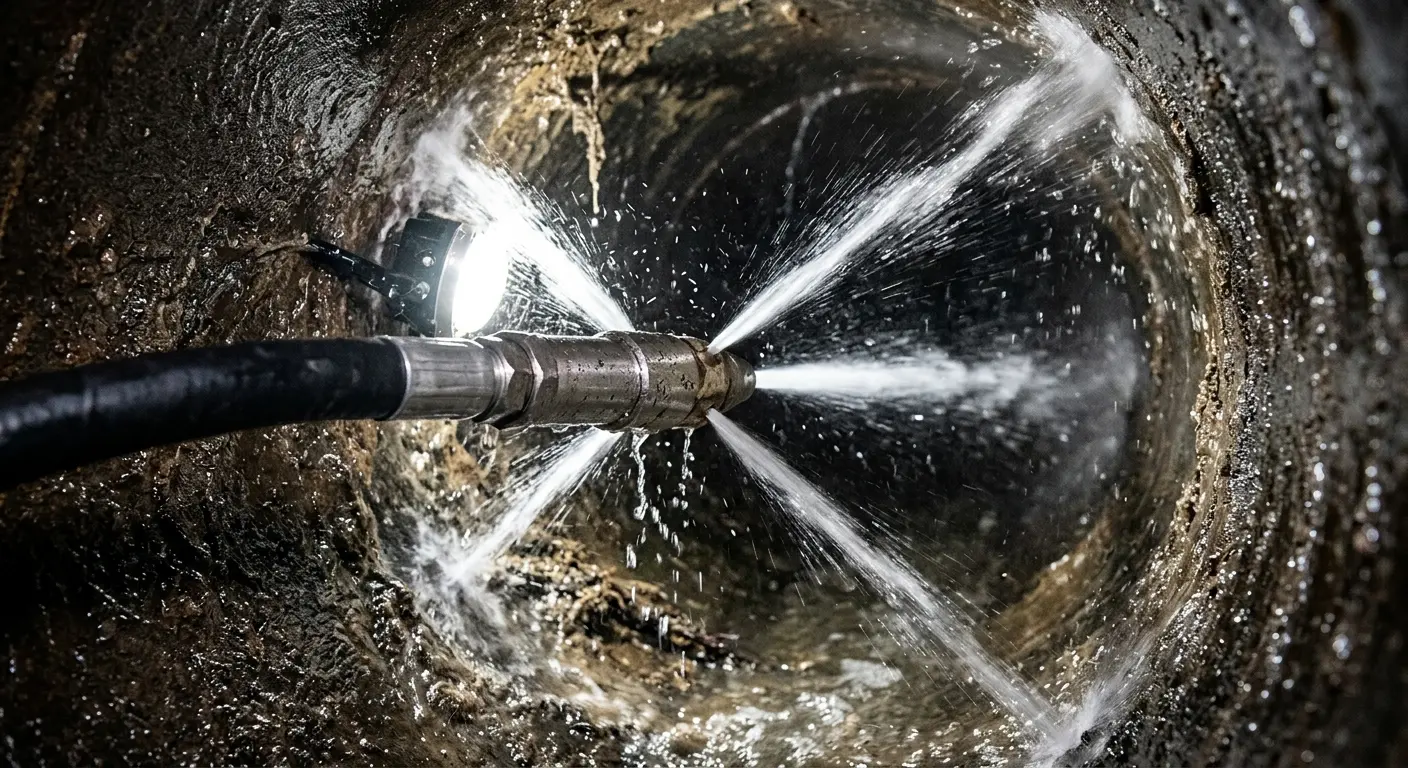 High-pressure hydro jetting nozzle cleaning sewer pipe for Storm Drain Cleaning in Country Club